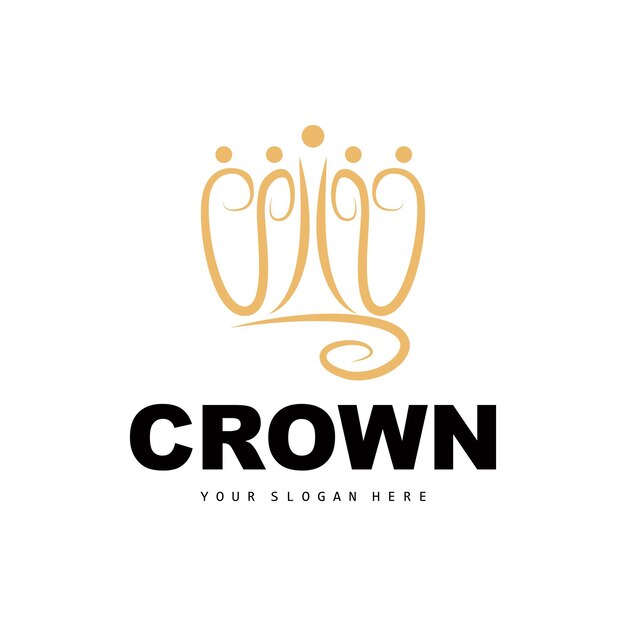 Corona Logo Rey y Reina Icono Diseño Vector Elegante Plantilla Simple Ilustración