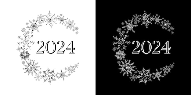 Corona de navidad 2024 coronilla con copos de nieve feliz navidad y próspero año nuevo navidad tarjetas de felicitación