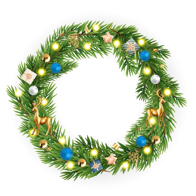 Corona de Navidad aislado sobre fondo blanco ilustración vectorial EPS10