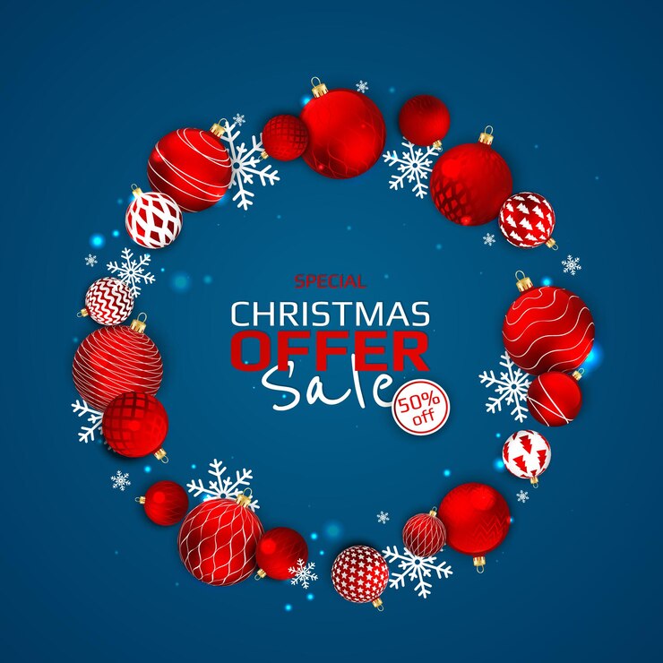 Vector corona de navidad de bolas de navidad, copos de nieve y otros elementos navideños.