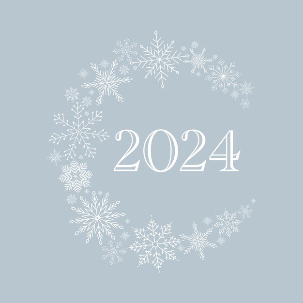 Corona de Navidad de copos de nieve 2024 Coronilla con copos de nieve Feliz Navidad Tarjeta de felicitación de Navidad