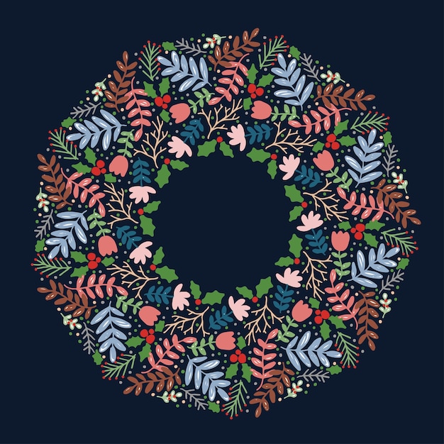 Corona de Navidad dibujada a mano