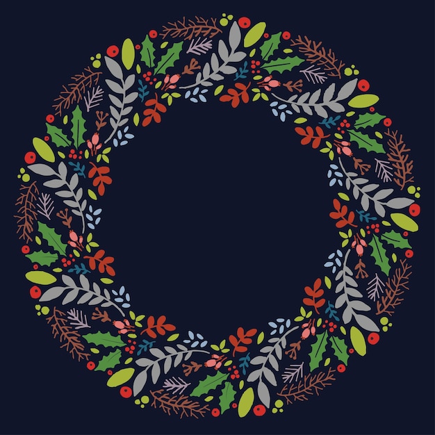 Corona de Navidad dibujada a mano