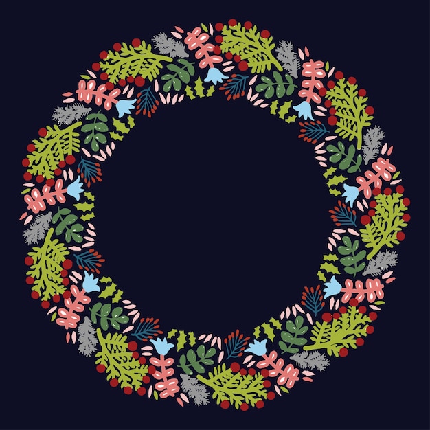 Corona de Navidad dibujada a mano