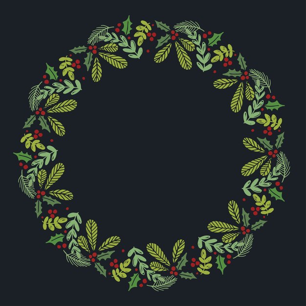 Corona de Navidad dibujada a mano
