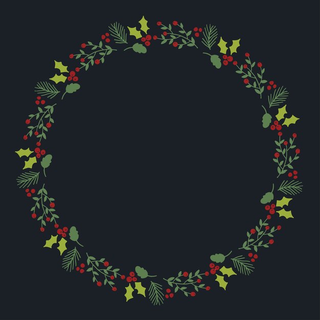 Corona de Navidad dibujada a mano