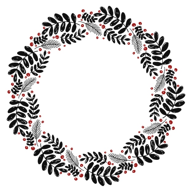 Corona de Navidad dibujada a mano