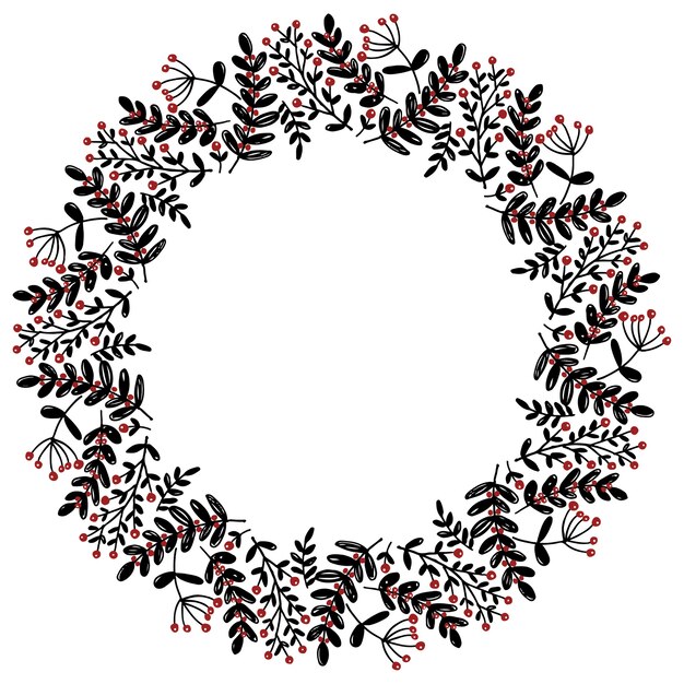 Corona de Navidad dibujada a mano