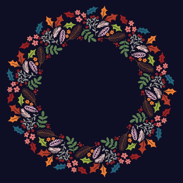 Corona de Navidad dibujada a mano