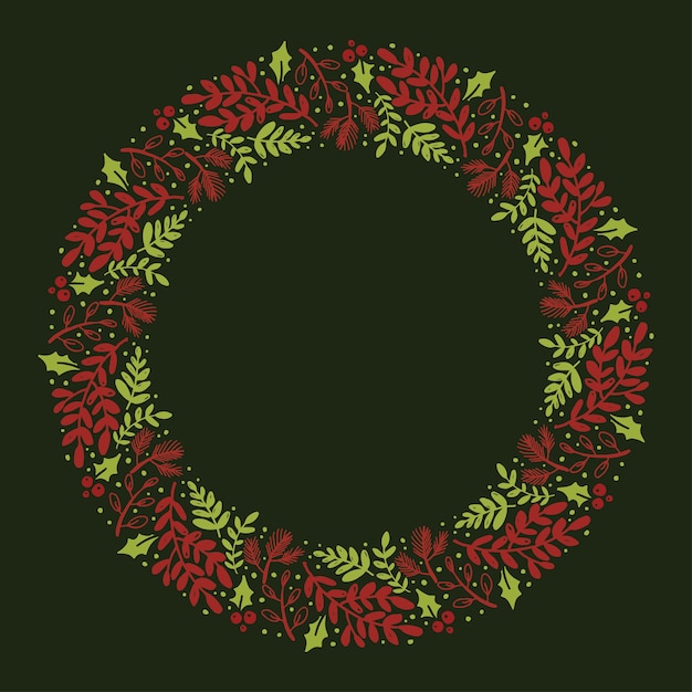 Corona de Navidad dibujada a mano
