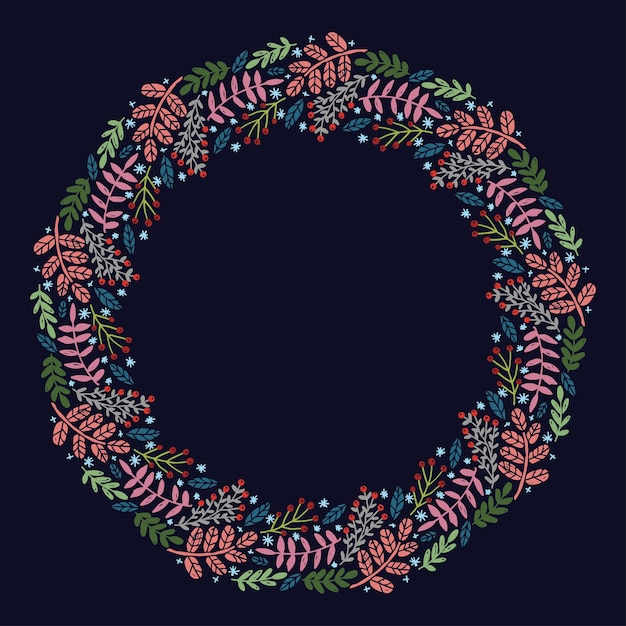 Corona de Navidad dibujada a mano