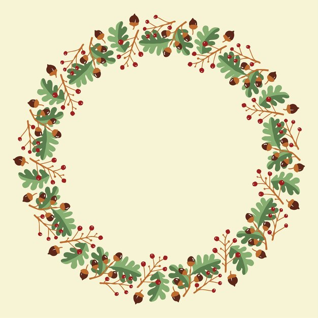 Corona de Navidad dibujada a mano