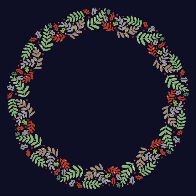 Corona de Navidad dibujada a mano