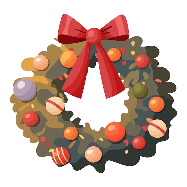 Corona de Navidad con globos de colores y un lazo