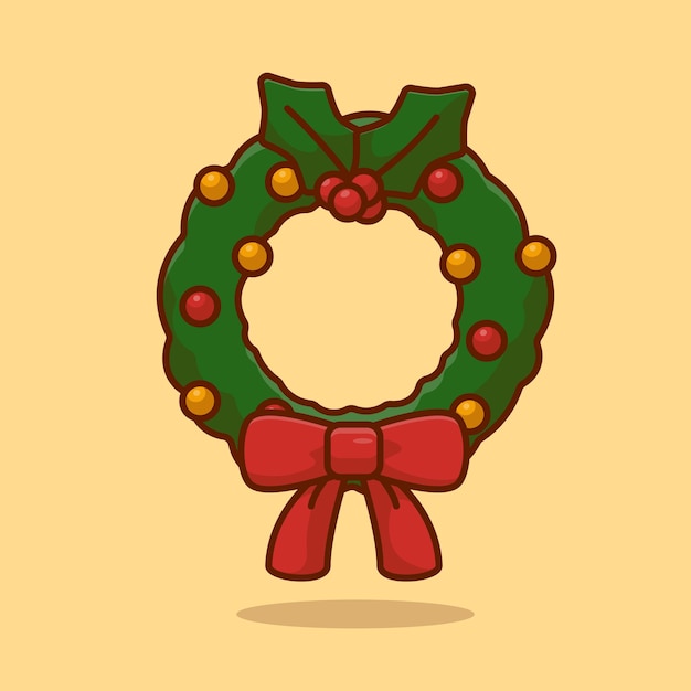 Corona de Navidad ilustración vectorial de dibujos animados icono de concepto de cosas de Navidad aislado