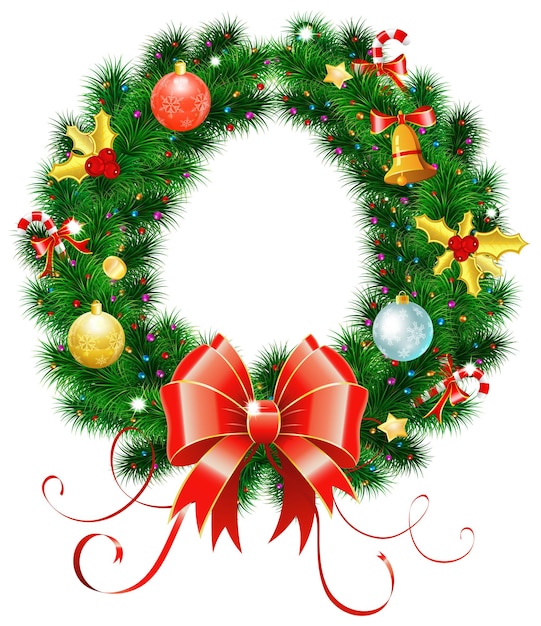 Corona de Navidad con lazo