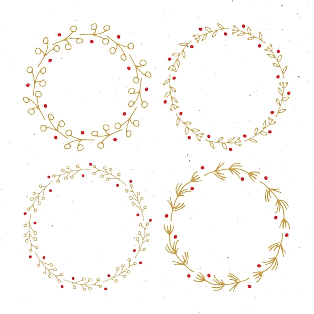 Corona de Navidad Marcos redondos dibujados a mano dibujos dibujos vectoriales