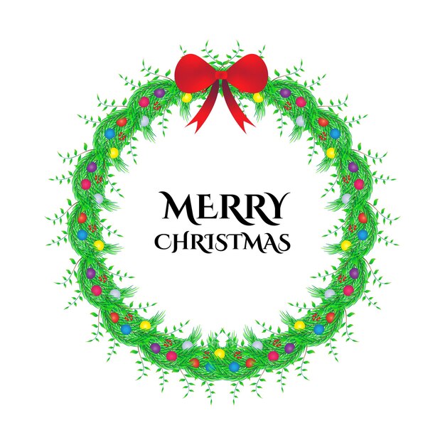 Corona de Navidad con ornamento de cinta y bolas de navidad coloridas
