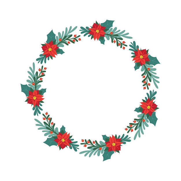 Corona de Navidad Patrón de Navidad Tarjeta de Navidad Ilustración vectorial en estilo de dibujos animados planos