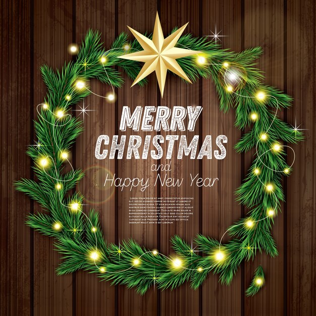 Corona de Navidad con rama de abeto verde