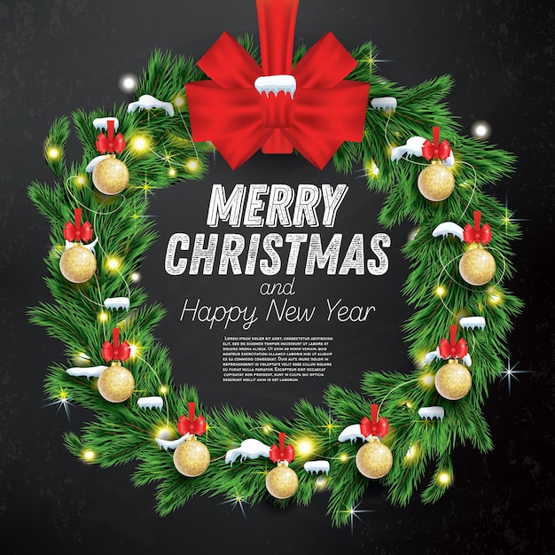Corona de Navidad con rama de abeto verde