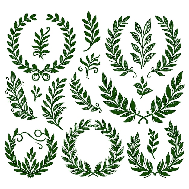 Corona de Navidad verde Marcos redondos vectoriales dibujados a mano
