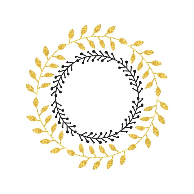 Corona de oro brillante Elementos decorativos redondos aislados en blanco