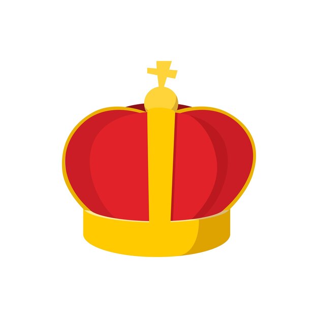 Corona de oro con icono de dibujos animados sobre un fondo blanco