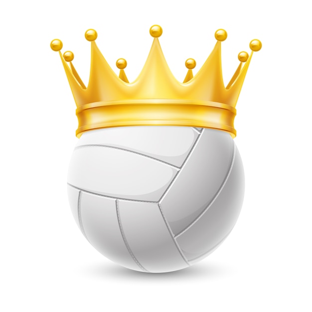 Corona de oro en una pelota de voleibol