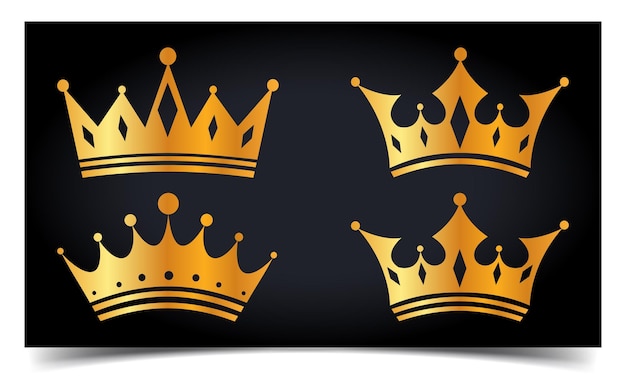Corona de oro real establecer iconos, ilustración vectorial