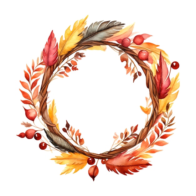Corona de otoño acuarela para diseño decorativo pancarta vintage para diseño de papel tapiz
