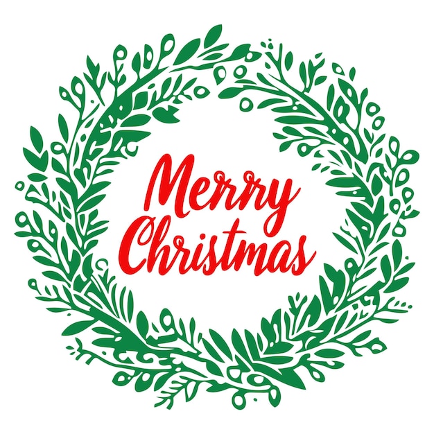 una corona con las palabras Feliz Navidad escritas en rojo