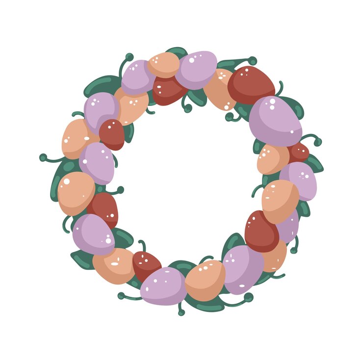 Vector corona de pascua con huevos de color de pascua en tonos pastel decoración de pascua