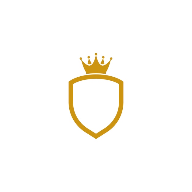 Corona con plantilla de icono de vector de logotipo de escudo