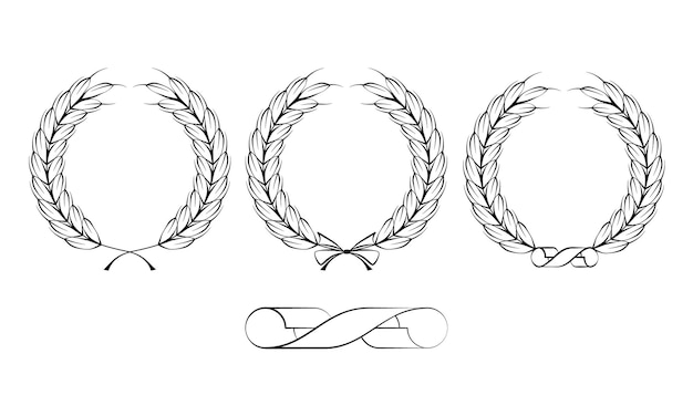 Corona de premio estilizada de espigas de trigo sobre un fondo blanco, vector