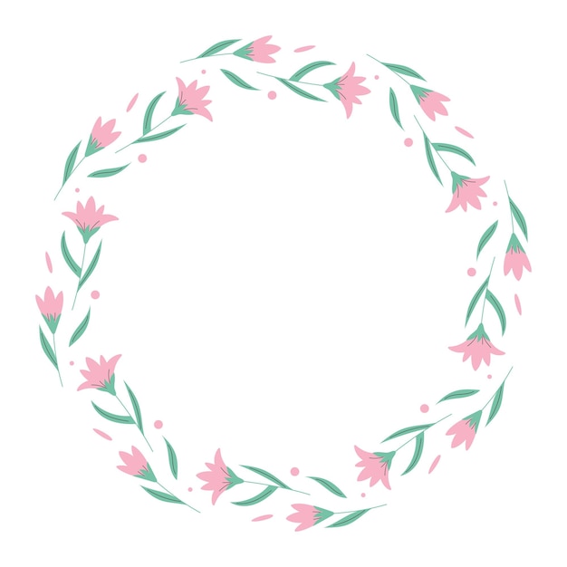 Corona de primavera con flores rosadas Elemento decorativo para tarjetas invitaciones venta scrapbooking