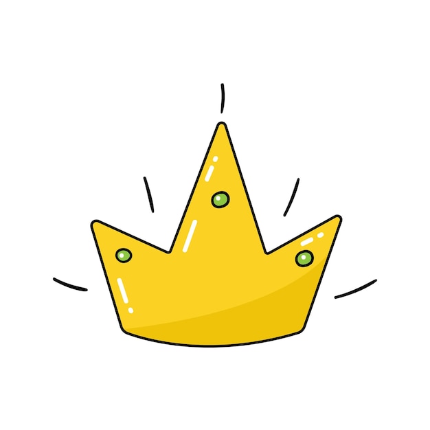 Corona de princesa dibujada a mano Corona de oro de dibujos animados vectorial en estilo doodle