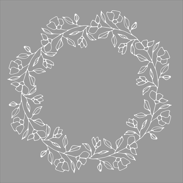 Vector corona con ramas de plantas vectoriales gráficas blancas con brotes y bayas