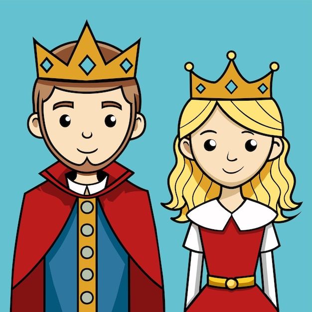 Vector corona real rey monarquía reino dibujado a mano personaje de dibujos animados pegatina icono concepto aislado