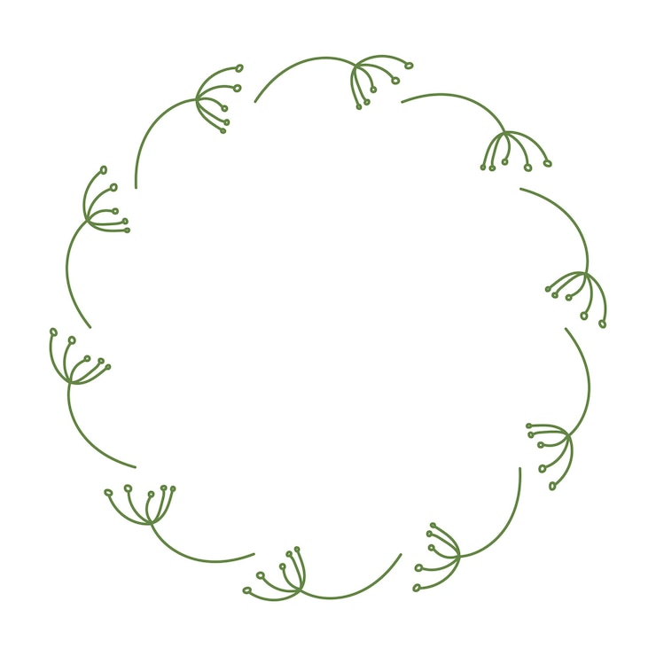 Corona redonda dibujada a mano de eneldo de hojas Ilustración minimalista de la rama de primavera Marco en estilo plano Elementos de verano para decorar carteles de salud con espacio vacío para el texto