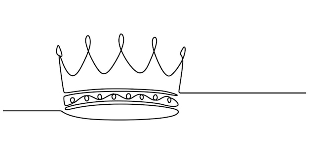 Corona de la Reina Ilustración de línea continua Ilustración vectorial estilizada del icono de la corona dibujada a mano