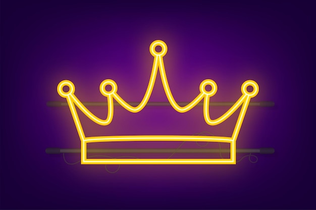 Corona de rey aislado sobre fondo blanco. Icono real de neón. Ilustración de acciones vectoriales.