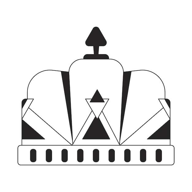 Corona del rey objeto vectorial monocromático plano Monarca accesorio dorado para la cabeza Coronación Dibujo de arte de línea en blanco y negro editable Ilustración de punto de contorno simple para diseño gráfico web