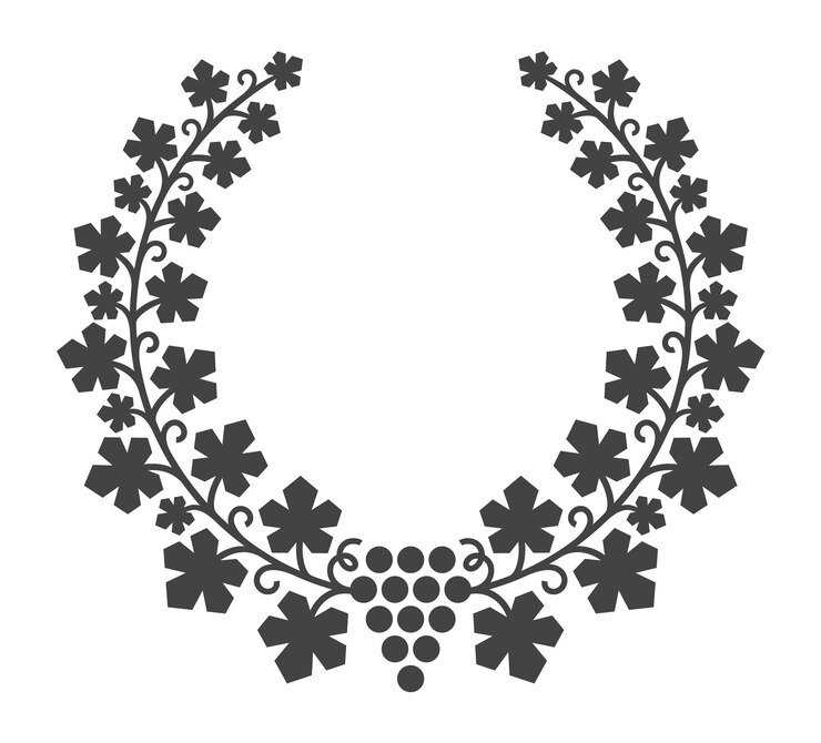 Vector corona de uva. guirnalda de premio de vinificación, marco de premio de vino aislado sobre fondo blanco.