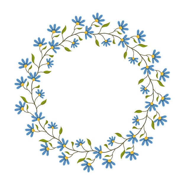 Corona vectorial de hojas y flores plantilla para una tarjeta postal Círculo verde de hojes y flores