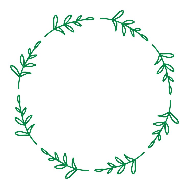 Corona verde Hojas dibujadas a mano con espacio vacío para el texto Marco de primavera de hojas para felicitaciones citas con espacio de copia Ilustración vectorial minimalista