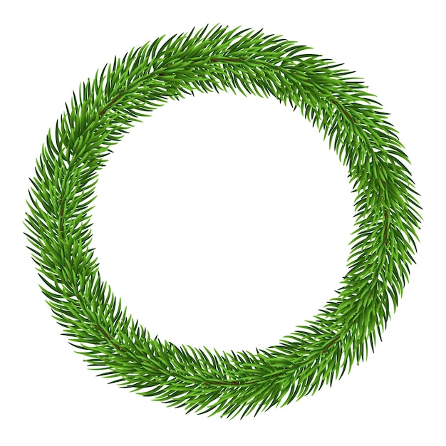 Corona verde de Navidad aislada sobre un fondo blanco Decoraciones navideñas Ilustración vectorial