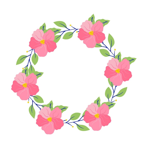 Coronas florales planas vectoriales sobre fondo blanco