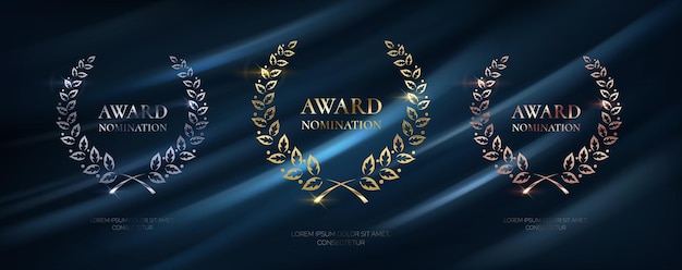Coronas de laurel para nominaciones a premios conjunto de ilustraciones