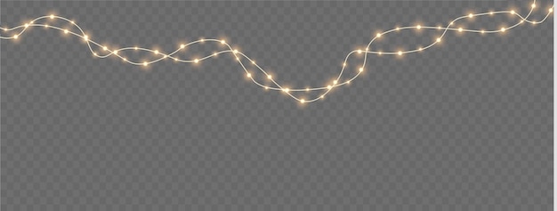 Coronas de Navidad con brillo dorado Luces de Navidad Png para ilustraciones navideñas